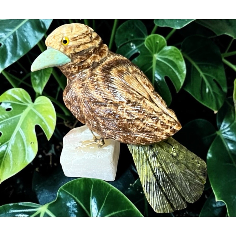 Peruvian Peru Stone Rock Wren Bird Figurine Hand‎ Carved Mineral Art Statue